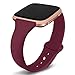 Kmasic Compatible Fitbit Versa Bands, Narrow Slim Soft Silicone Small Replacement Wristband for Fitbit Versa/Versa Lite Edition Women Men (Wine Red with Rose Gold Button, Small)