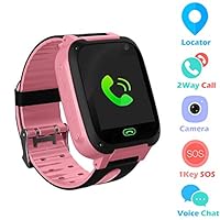 Jsbaby Kids Smart Watch Phone smartwatches for Children with LBS/GPStracker sim Card Anti-Lost sos Call Boys and Girls Birthday Compatible Android iOS Touch Screen Voice Chat Remote Camera