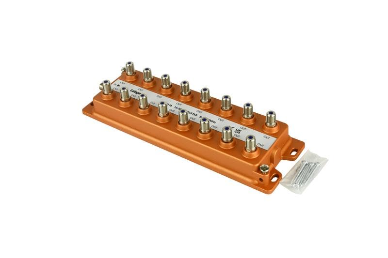 TV Aerial Splitter Labgear UHF 16-way Signal Splitter with 17 dB Loss, F-Type DC pass Operating Frequency of 5-1000MHZ