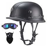 German Style Motorcycle Helmet, Retro Leather Thin