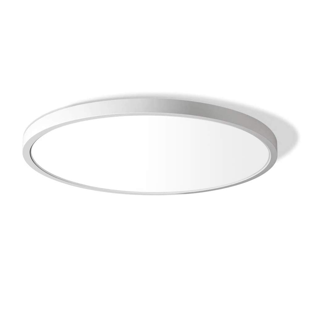 12in/30cm 24W LED Flush Mount Ceiling Light, 2800K Warm White Bathroom Light, 3200LM, White Round Ceiling Lights, 240W Equivalent Ceiling Lamp for Closets, Kitchens, Hallway, Bedrooms, etc.