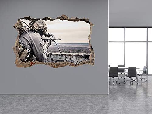Army Sniper in The Military Photo Hole in Wall Sticker Wall Mural (35628515) (30cm x 20cm)