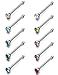 FUNRUN JEWELRY 10PCS 20G Stainless Steel Body Jewelry Piercing Nose Rings Studs Pins Crystal Piercing Set Straight Bar