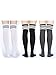Satinior Women Knee High Socks High Thigh Stockings with Colorful Strips for Cosplay, Halloween, Party, Daily Wear, One Size (Multicolor 1, 3 Pack)