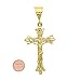 14k Gold Plated 32.5mm x 46mm Fleur-De-Lis Trefoil Crucifix Pendant