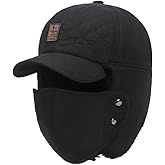 Unisex Winter 3 in 1 Warmer Windproof Baseball Cap, Skiing Hat with Face Mask Ear Flap