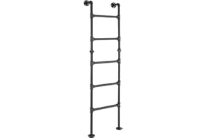 APRONHERO 5-Rung Bunk Bed Ladder,5.6×1.5FT Wall-to-Floor Window Well Egress Climbing Ladder, Wrought Iron 330lbs Capacity, Indoor Outdoor for Basements, Attics, Lofts, Dorms & Home (5.6FT/170cm)