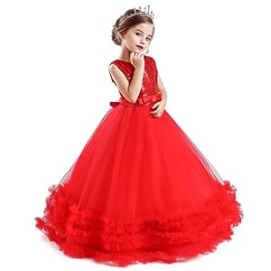 TTYAOVO Meisjes Vloerlengte Kant Prinses Feest Bruiloft Bruidsmeisjes Jurken