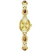 FANMIS Gold Tone Watches for Women with Small Vintage Bracelet Elegant Jade Oval Dial Dress Watch Fashion Quartz Wrist Watch Waterproof Watch