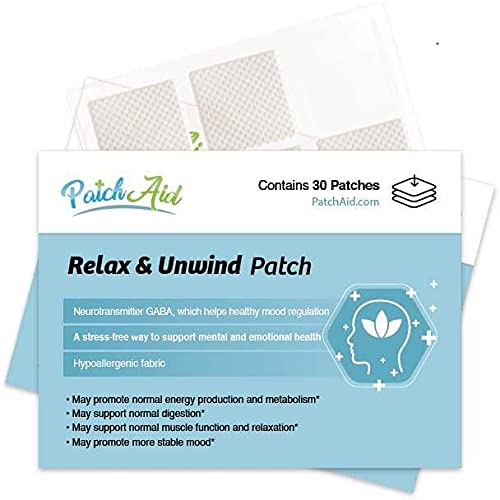 Patch Aid Relax & Unwind - 30 Daily Topical Patches. 100% Natural & Vegan. Allergy & Filler Free. High Absorption and More bioavailable. Suitable for Sensitive stomachs & bariatric.