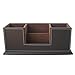 KINGFOM™ Double Holder Wood Leather Multi-Function Desk Stationery Organizer Dark Brown