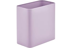 mDesign Metal Wastepaper Bin — Compact Rectangular Bathroom Bin — Rubbish Basket for Home and Office — Light Purple