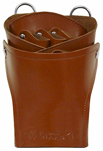Kissaki Brown Genuine Leather Hair Scissors Holster Hairstylists Cosmetologist Tool Pouch