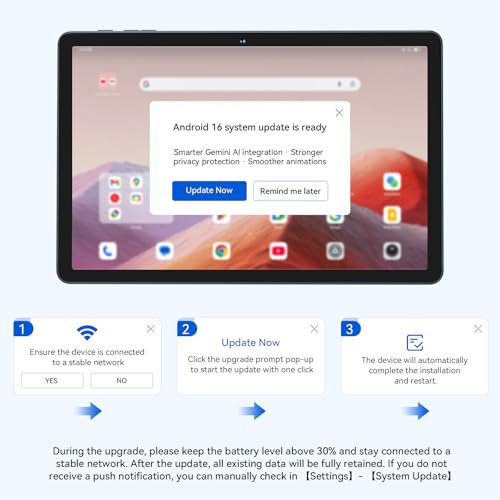 11 Inch Android 16 Tablet with Gemini AI, 24GB RAM+256GB ROM (TF 2TB), 1920x1200 FHD 2K Display, Octa-Core, 8000 mAH with Fast Charge, Large Android Tablets for Game, Office, Movie