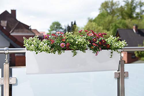 VIVANNO Balkonkasten mit Halterung & Bewässerungssystem BALKONA Classico Weiß 80 cm lang – Bild 4