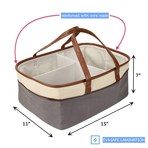 Baby Diaper Caddy Organizer Bag: Cotton Baby Tote for Travel and Nursery Storage - Thumbnail 6
