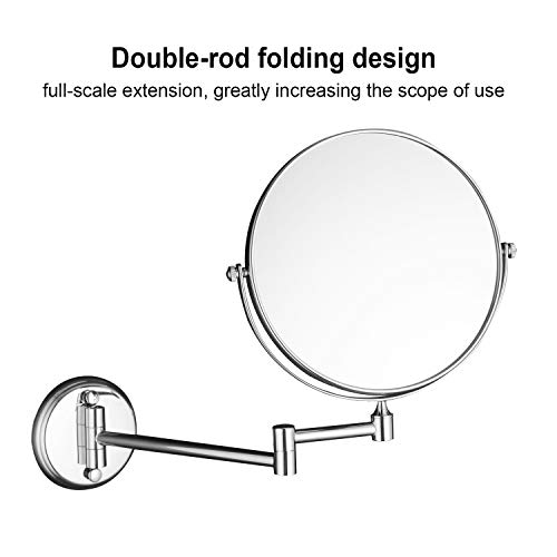 Lonffery 8 Inch Wall Mounted Makeup Mirror, 1×/3× Magnification Mirror for Bathroom, Chrome