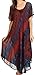 Sakkas Ria Tie Dye Embroidered Cap Sleeve Wide Neck Caftan Dress/Beach Cover Up