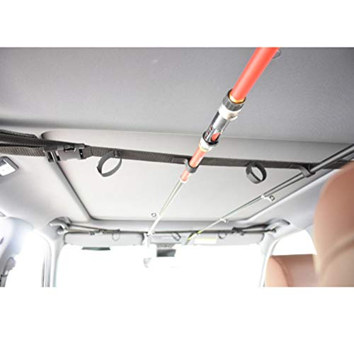 Lzttyee 1 Pair Nylon Fishing Rod Storage Rack Universal Car Mounted Fishing Vehicle Rod Carrier Band for Fishing in-Vehicle Storage (Black) - Thumbnail 4