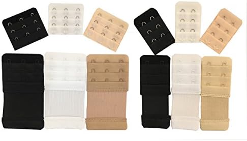 GreatMe Women's Soft Back Lingerie Band Extender Stretchy Bra Strap Extenders with 33 and 23 Hooks Options Pack of 12pcs