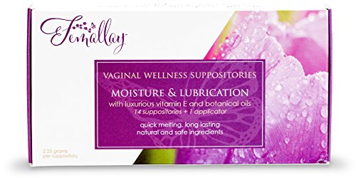 Femallay Original Personal Wellness Vitamin E Vaginal Moisturizing Suppositories with with Organic Coconut Oil + Botanical Ingredients for Sensitive Women