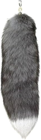 hadlook Supper Fluffy Silver Blue Fox Tail Fur Alopex Lagopus Handbag Accessories Key Chain Ring Hook Tassel Cospaly Toy