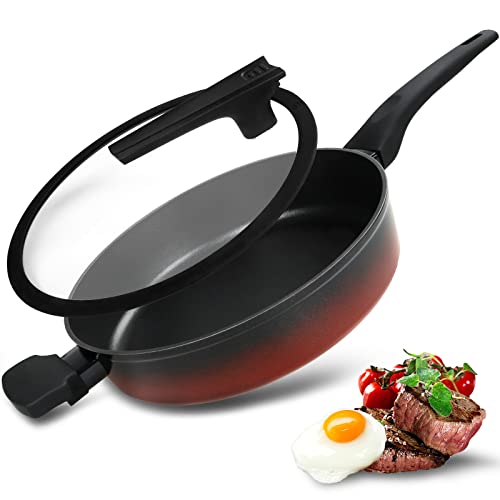 FAVIA Nonstick Frying Pan with Lid Deep Skillet Pan Non Stick Fry Pans