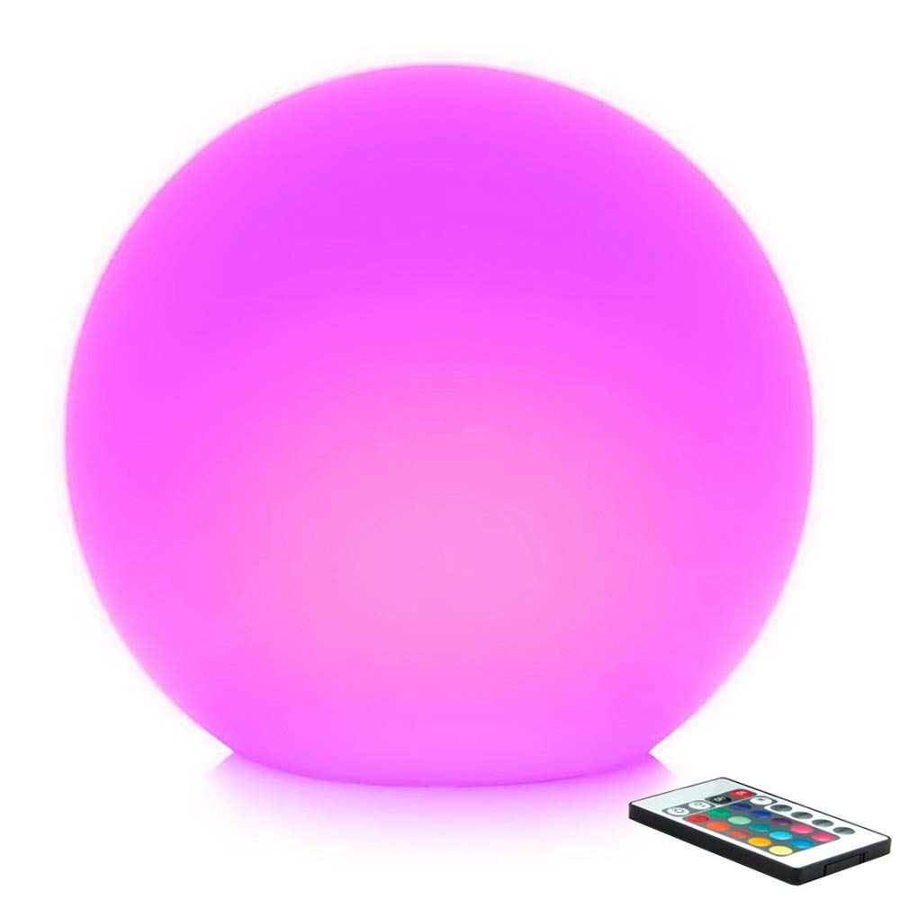 Mr.Go 12-inch Rechargeable Color-changing LED Ball Light Globe Orb Lamp w/Remote, Home Kids Room Adult Bedroom Bar Table Patio Pool Party Dimmable Nightlight Relax Mood Lighting Decoration