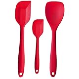 Silicone Spatulas Set Of 3- 480ºF Heat-Resistant Spatula - Seamless Design - Pro-Grade Non-Stick Silicone Rubber With Reinforced Stainless Steel Echnology (Red)