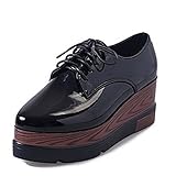 RoseG Women's Lace Up Flats Platform Wedge Creepers Shoes Oxfords