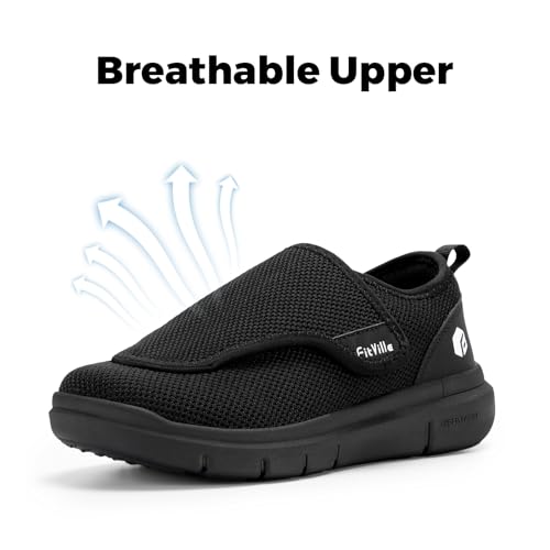 FitVille Shoes for Men Extra Wide Slip-on for Swollen Feet Adjustable Walking Shoes-EasyTop Wings V2