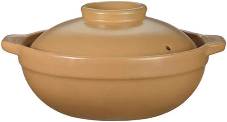 ido Olla de Barro Redonda Cazuela de cerámica, Olla con Tapa, Olla de