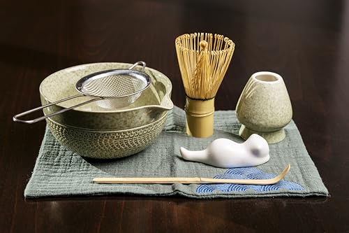 HarmonizeYourSenses Complete Matcha Kit, Matcha Set Tea Ceremony Kit, Tea Set of 7 Pieces, Ceramic Bowl and Premium Quality Bamboo Whisk, Ideal for Gift. Wellness and Harmony.