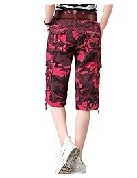 CÓMO Bermudas de camuflaje con pierna recta y suelta, casual, de algodón, para dama