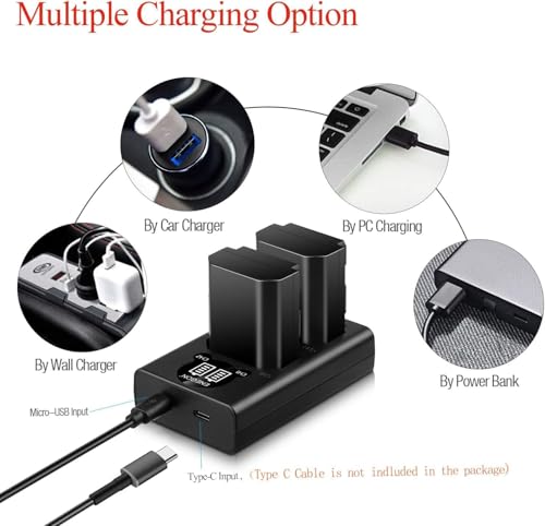 ENEGON NP-FZ100 Batería 2280mAh y Smart LED Cargador Dual USB Compatible con Sony ZV-E10 II A7 III A7 IV A7C II A7C A7R IV A7R V A7R III A6700 A6600 FX3 FX30 A9 A9S ZV-E1 Cámara