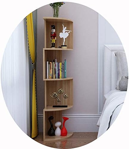 Dd 棚 木製 本棚 コーナーキャビネット 三角形 床置き本棚 シンプル ストレージ 雑誌 4tier 100 品質保証 装飾用 湾曲板 本 展示棚 Size