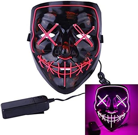 J Robin Halloween Mask Xmas Present LED Light up Purge Mask for Festivals Halloween Costume Rave and Cosplay (Pink)