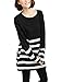 Allegra K Ladies Stripes Stretchy Ribbed Spring Tunic Knit Shirt M Black White