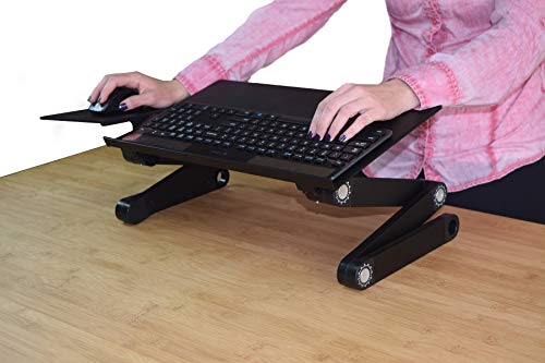 WorkEZ Keyboard and Mouse Tray ergonomic adjustable height angle negative tilt sit to stand up on-desk table-top desktop standing computer stand riser lift raise keyboards to standing height,black