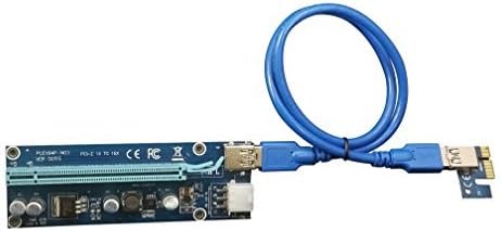 |UPDATED VER. 009s| PCI-E Bitcoin Miner Riser PCIE Express 1X to 16X Graphics Card Riser USB 3.0 SATA to 6Pin Power Supply 60cm- perfect for Cryptocurrency /Alt-Coin:Bitcoin,Litecoin,Ethereum,Dogecoin