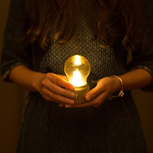 Creative Retro Bulb Lamp by Adooo - Rechargeable Wireless LED Night Light USB Charging Lamp 3 Watts Bedside Lamp Decor,Warm Light (Golden)
