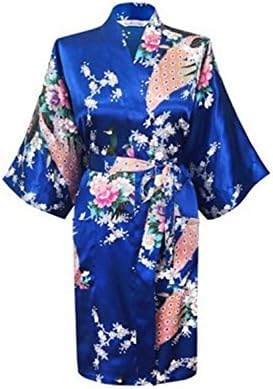 FANRENYOU Silky Floral Wedding Robe Short Kimono Robe Night Bath Pajama Fashion Dressing Gown For Women XL