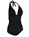 Hilor Women's Plunge Deep V Neck One Piece Swimsuit Halter Bikinis Monokinis Shirred Details