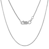 Sterling Silver Box Chain Necklace 1mm with lobster claw clasp Nickel Free Italy, Sizes 16 - 30 inch