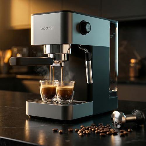 Machine à Café Expresso Manuelle Cafelizzia 690 Grey. 1230-1465 W, Pompe 20 Bars, 1 ou 2 Tasses, Buse Vapeur, Réservoir 1,5 L, Thermoblock, Panneau Tactile, Expresso de Barista à la Maison