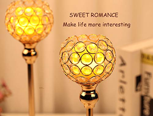 image for Manvi Crystal Candle Holders Centerpieces, Silver Candlesticks Holders
