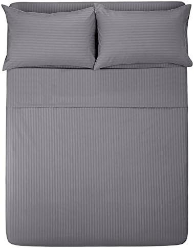 Exotic Bedware ! Heavy Discount Deal 1800 Series Brushed Microfiber Queen Size Sleeper Sofa Sheet Set (62"x 74"x 6" Deep) - Stripe Grey