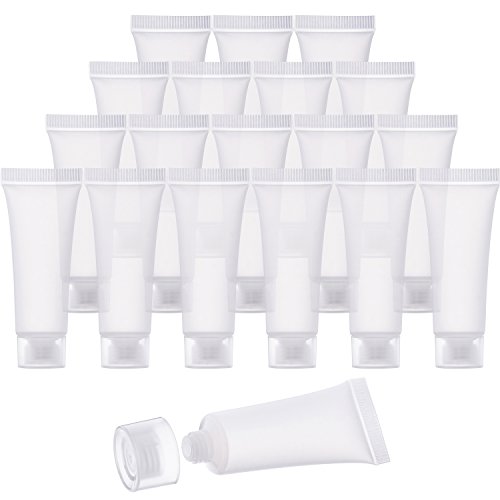 Bememo 30 Pieces 10 ml Empty Tubes Clear Cosmetic Containers Refillable Plastic Tubes for DIY Lip Gloss Tube