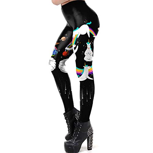 Women-Fashion-Rainbow-and-Unicorn-Print-Elastic-Mid-Waist-Leggings