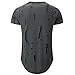 KLIEGOU Mens Hipster Hip Hop Round Hemline Hole T Shirt 1805 (Large, Dark Grey)